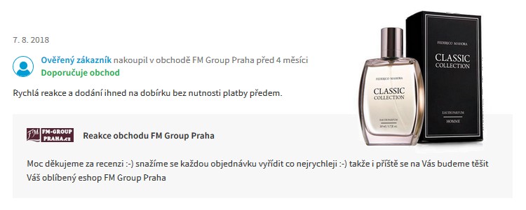 recenze heureka fm group praha parfémy